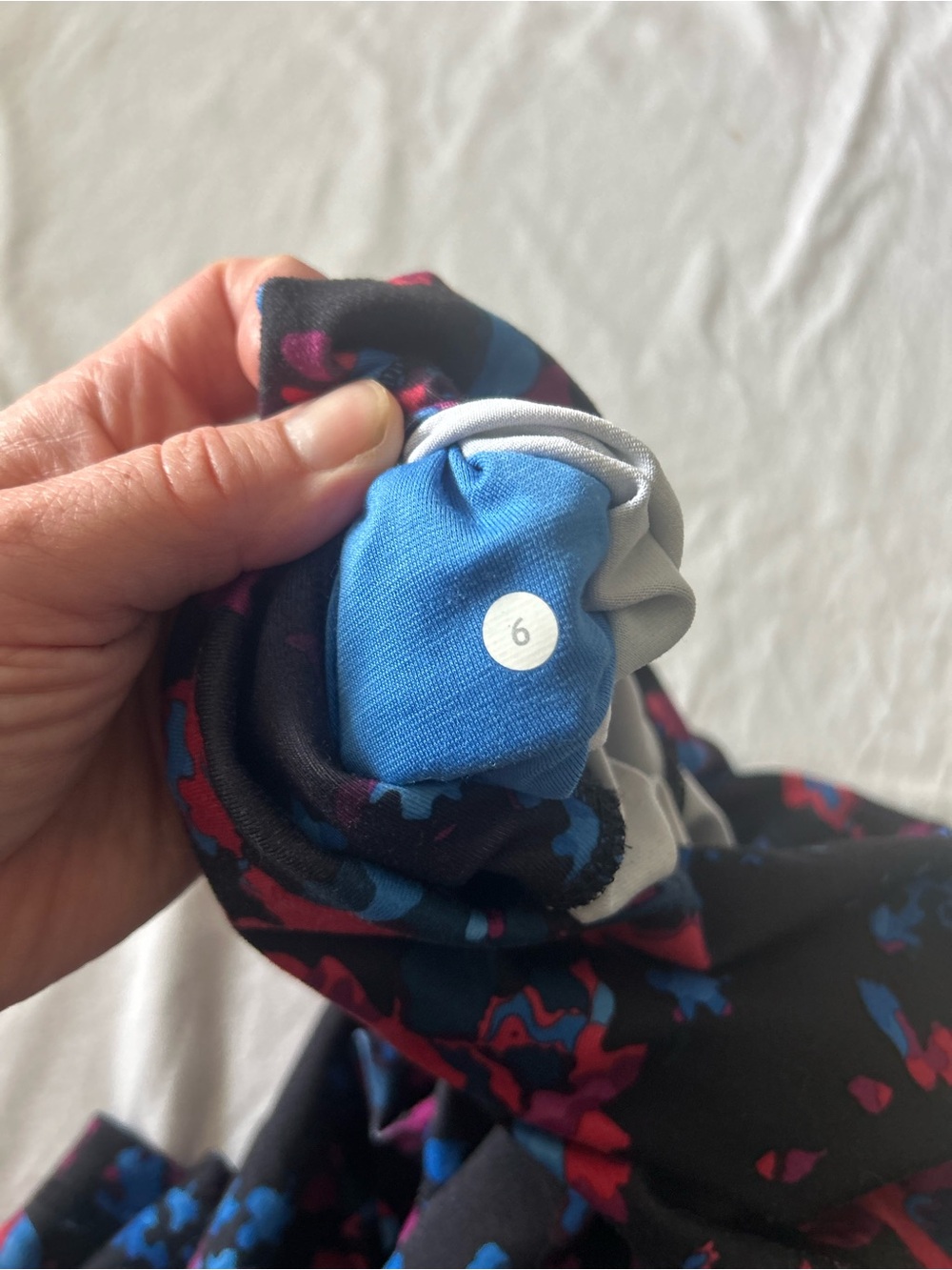 lululemon athletica Women’s Black Leggings with Pink & Blue Floral Print - Picture 3 of 3